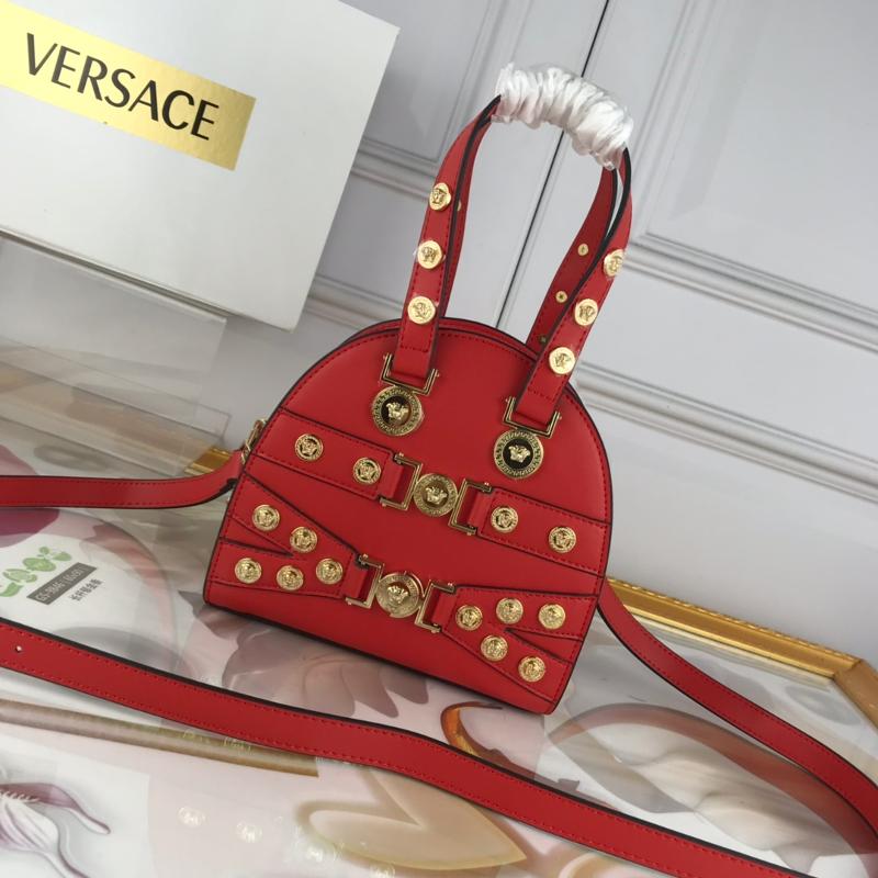 Versace Chain Handbags DBFG309 Bowling Bag Small Red